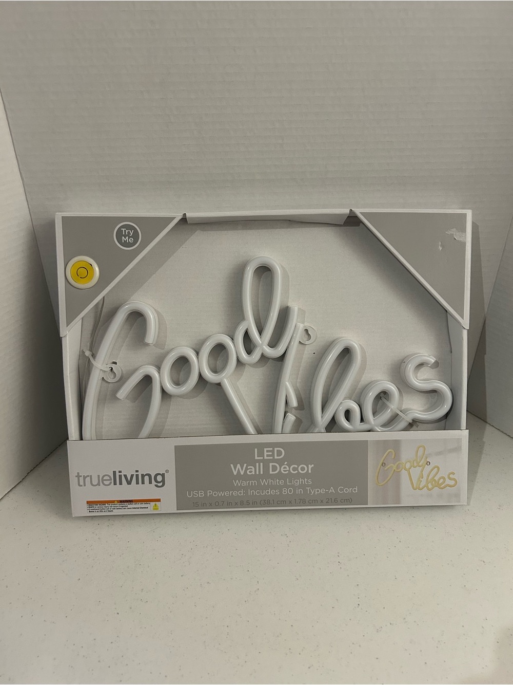 TrueLiving 'Good Vibes' LED Wall Decor in White